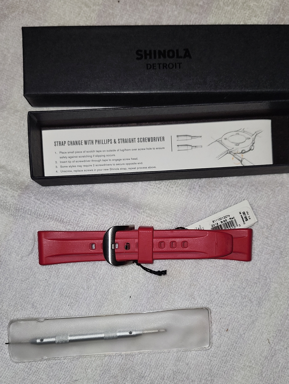 Shinola Red Silicone Replacement Watch Strap with Stainless Buckle
